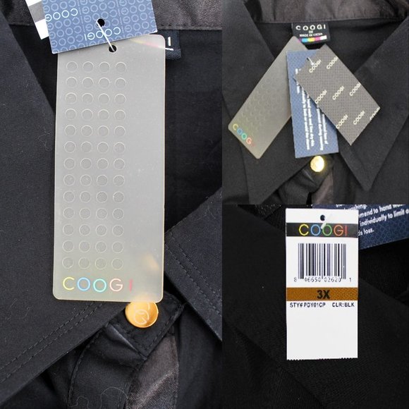 NWT Coogi Black Dress SZ 3X Y2K Hip Hop Cotton Puff Sleeve Snap Front Rhinestone - Picture 13 of 16